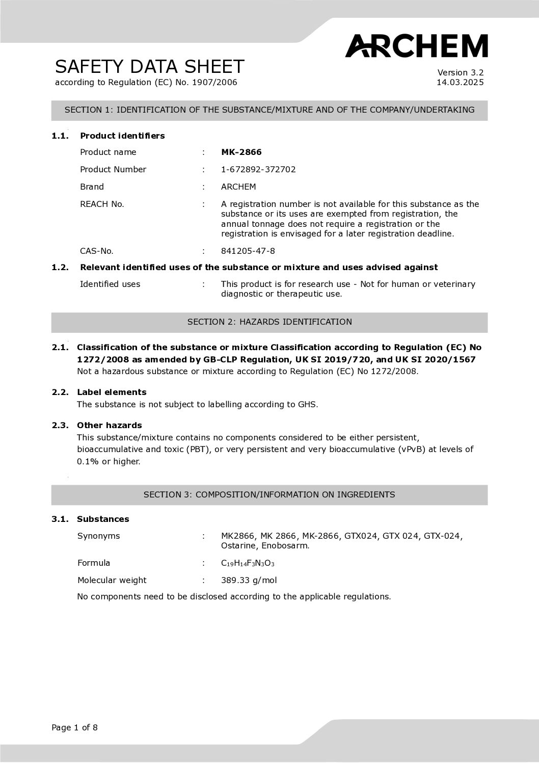 MK-2866 SDS