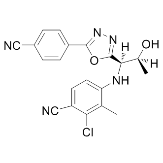 Chemical structure of lorlatinib, showing molecular components and bond configurations.