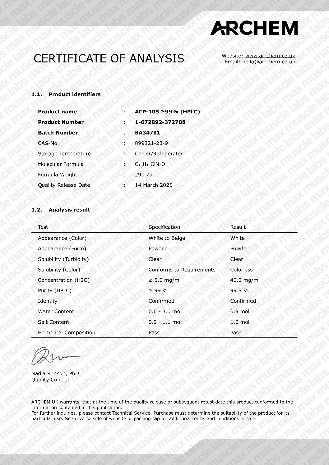 ACP-105 COA BA34701
