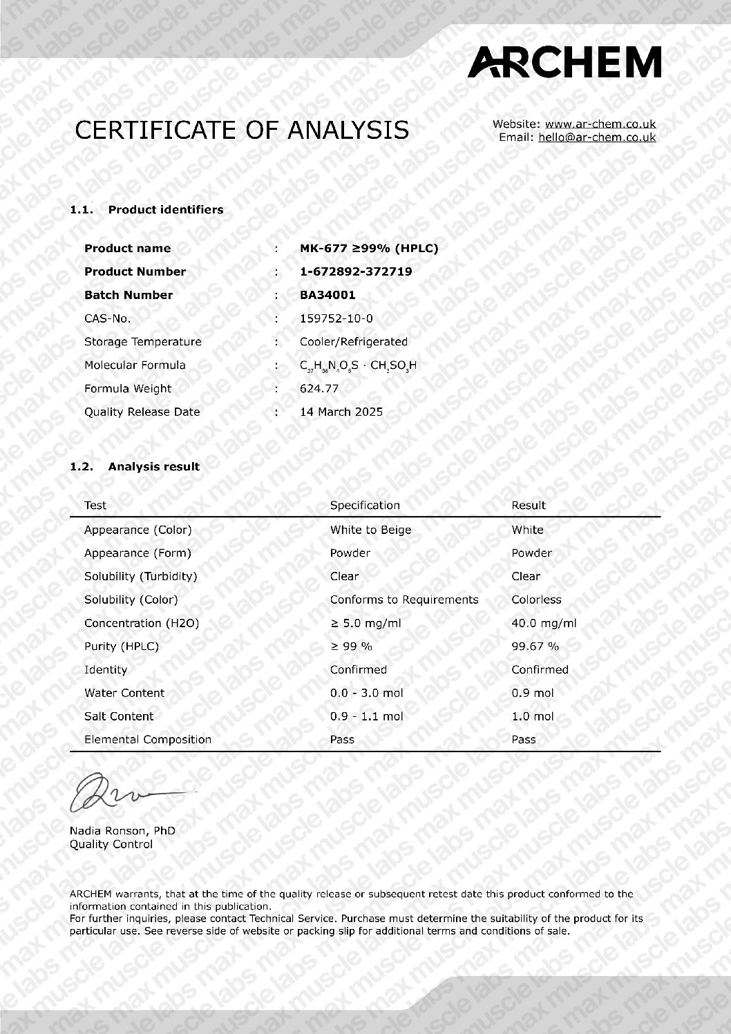 MK-677 COA BA34001