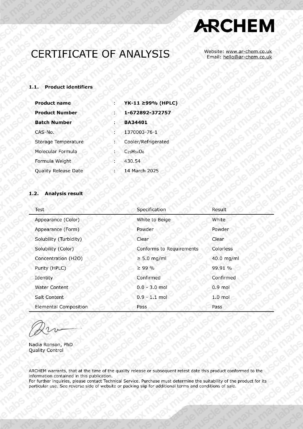 YK-11 COA BA34401
